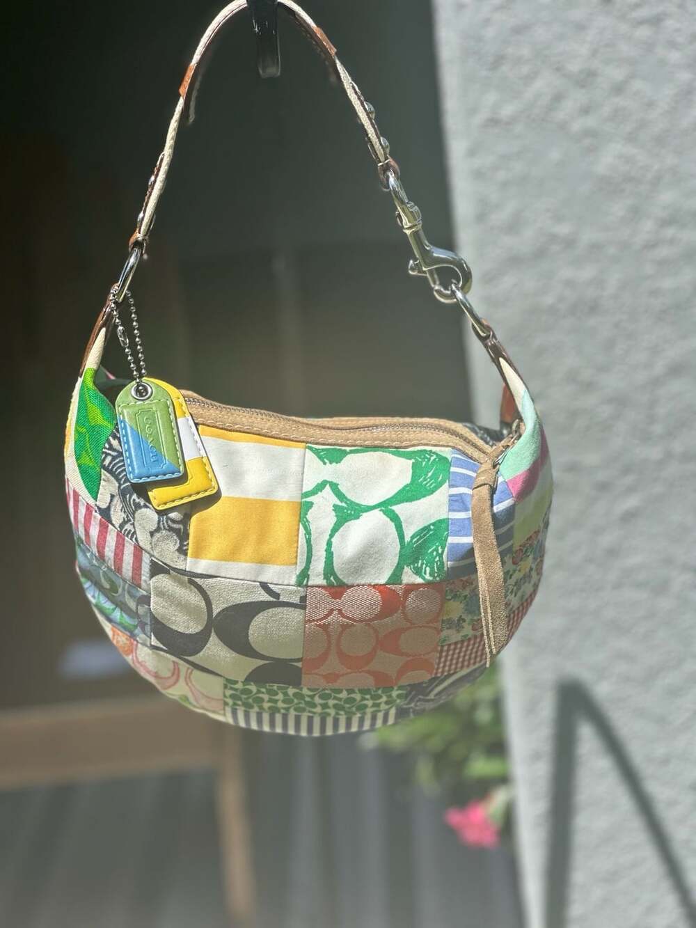 Y2K Coach Hamptons Patchwork Hobo Shoulder Bag Multi Color Vintage